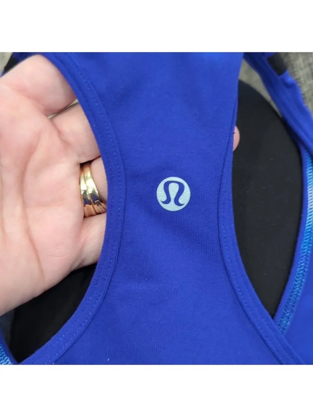 Lululemon Cool Racerback *Bonded reversible Pigment Blue / Black stripe